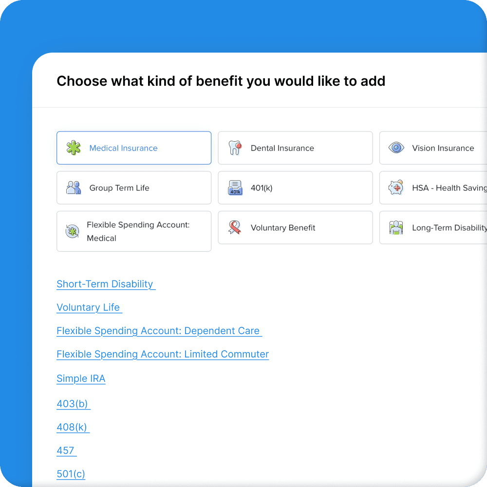 Adding company benefits and ACA compliance management