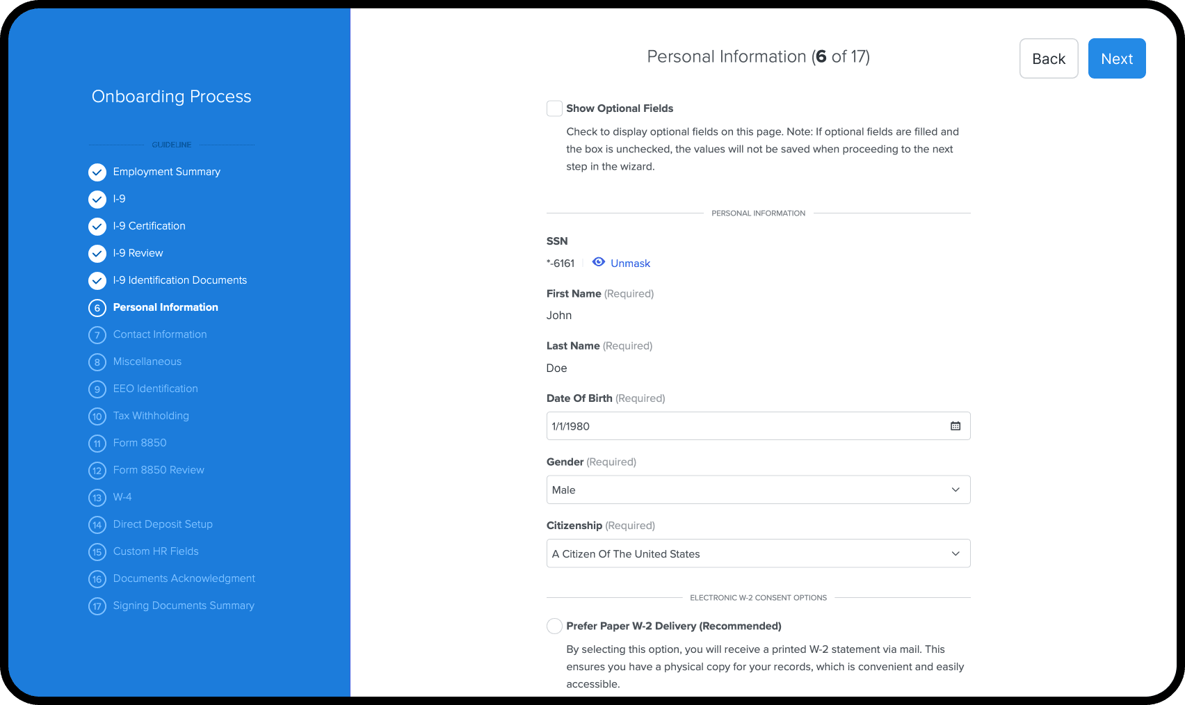 Employee onboarding portal