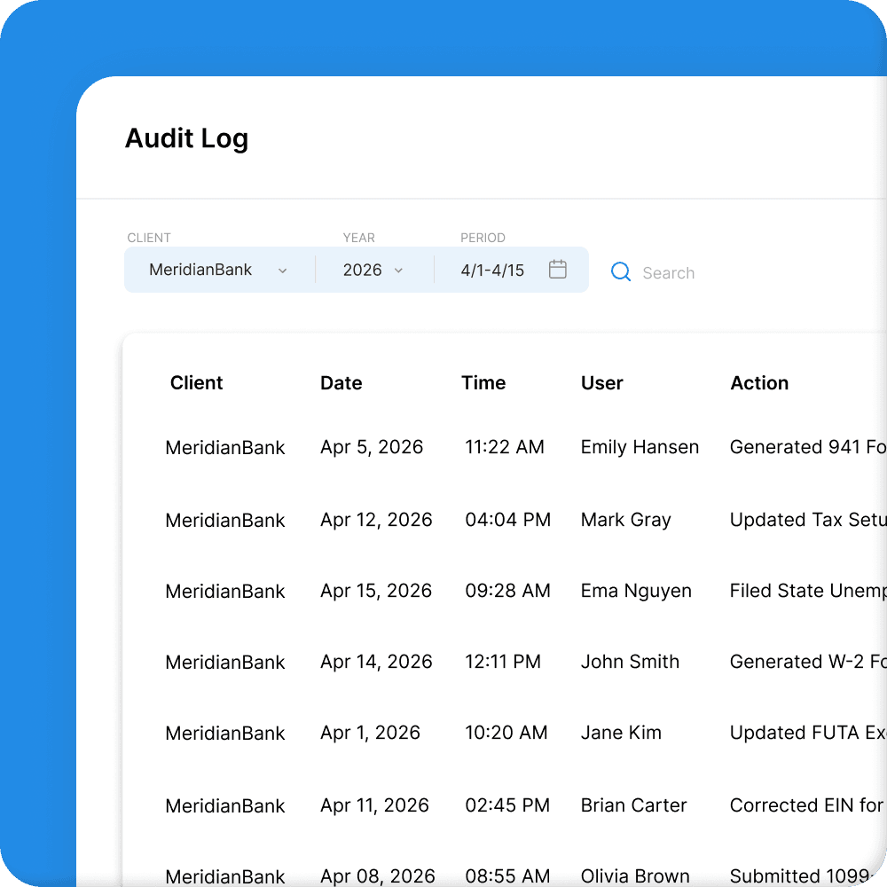 Audit log trails in payroll and tax reporting