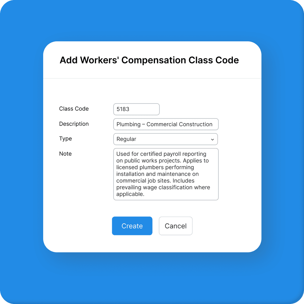 Workers' compensation class code setup and rate table management
